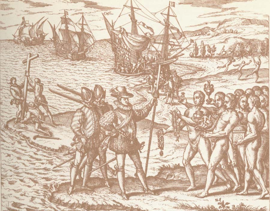 Columbia disembark pa Haiti with they royal spear in hand